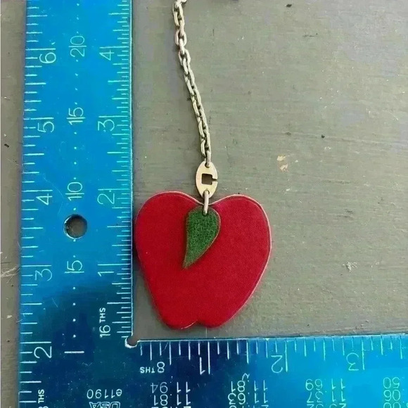 Authentic EUC Hermes charm Leather Silver hardware Red Apple bag charm w/ Box - Picture 11 of 13